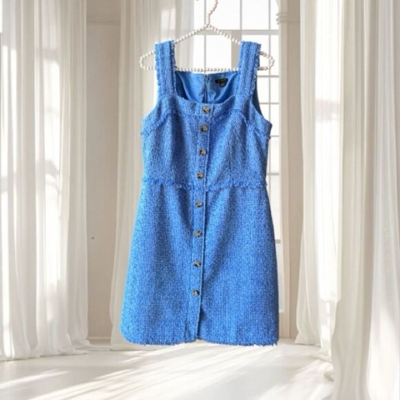 Ann Taylor Dresses & Skirts - Ann Taylor Blue Tweed Sleeveless Dress Size 6